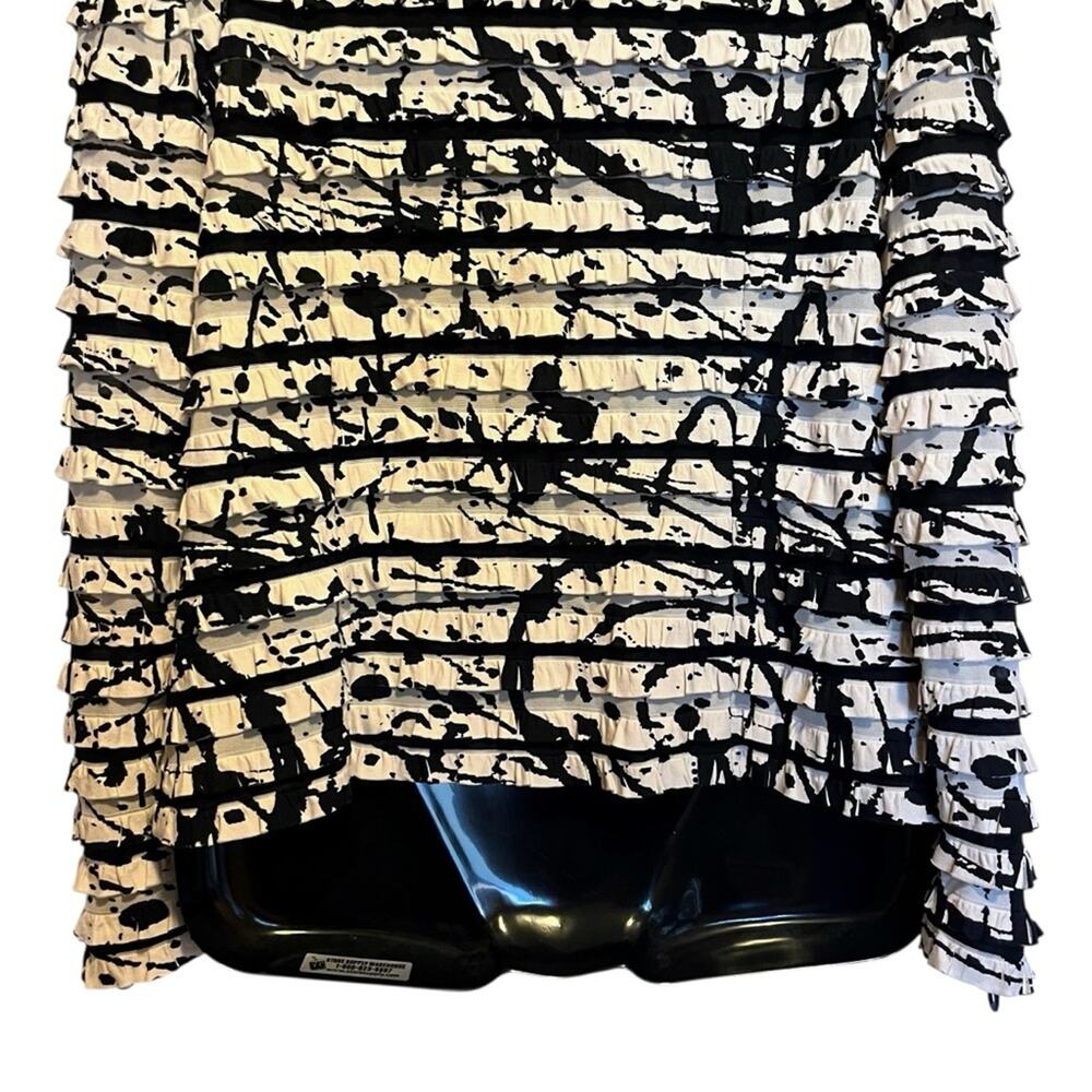 Joseph Ribkoff Jacket 14 Abstract Paint Print Ruffle Textured Zip Art to Wear - Picture 11 of 15